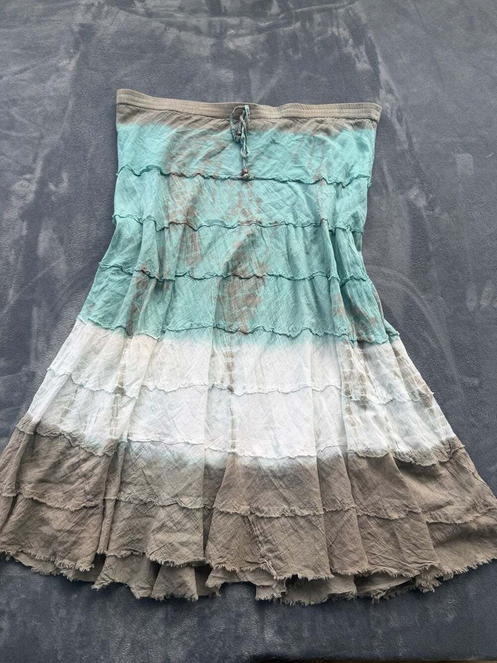 Metro Wear Vintage Y2K Boho Tiered Crinkle Cotton Tie-Dye Skirt Size M